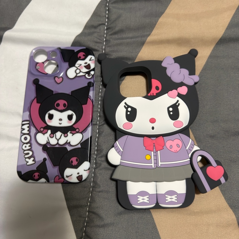 iPhone 15 Kuromi Purple and Black Phone Case Set